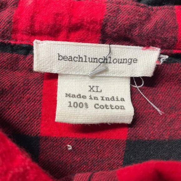 Beach Launch Lounge Womens Red Black Buffalo Check Pocket Flannel Shirt Size XL - Picture 3 of 7